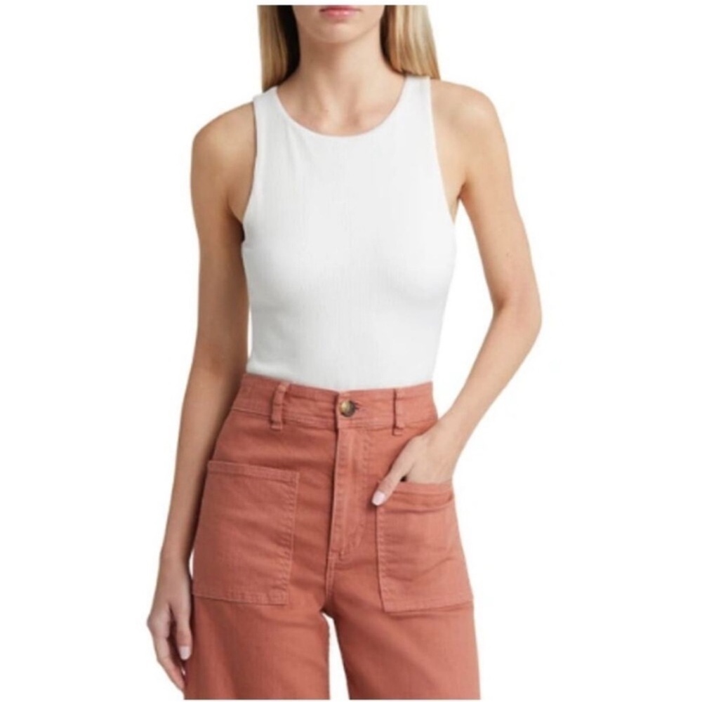 NWT BP Butter Tank Ribbed White Bodysuit, Size XL